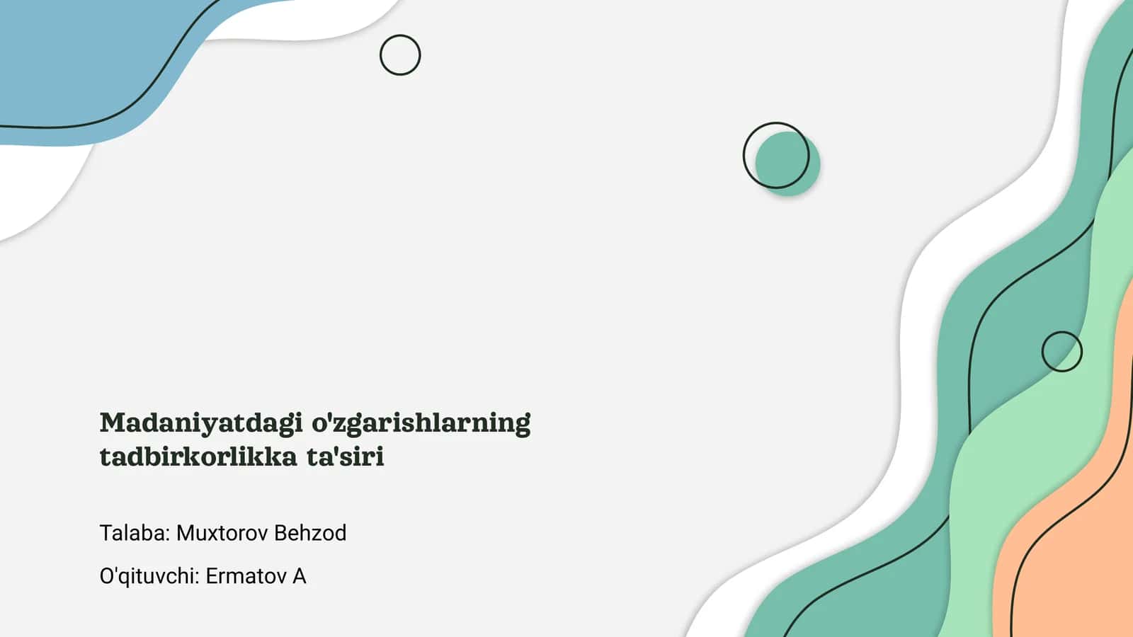 Madaniyatdagi o'zgarishlarning tadbirkorlikka ta'siri