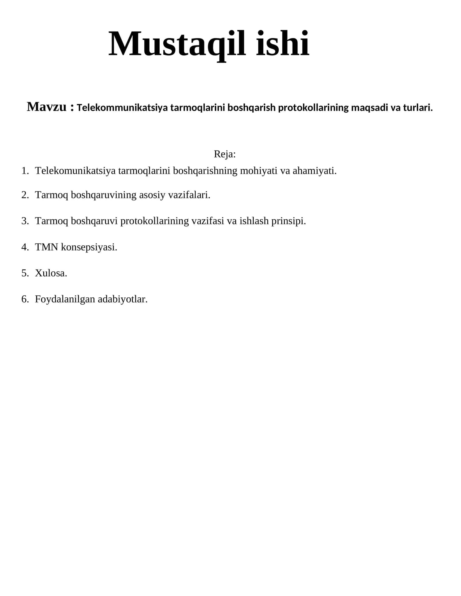 Telekommunikatsiya tarmoqlarini boshqarish protokollarining maqsadi va turlari.