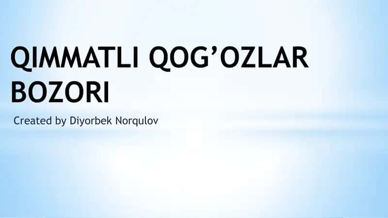 QIMMATLI QOG’OZLAR BOZORI