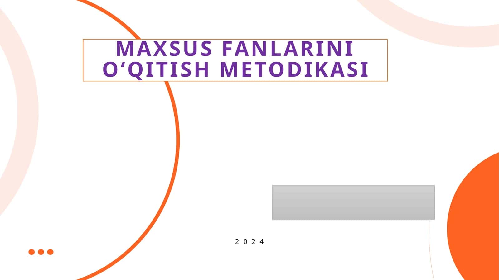Maxsus Fanlarni O‘qitish Metodikasi