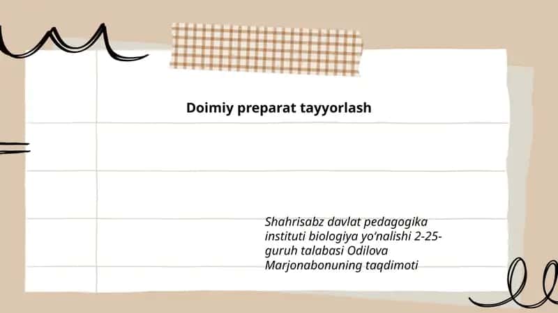 Doimiy preparat tayyorlash
