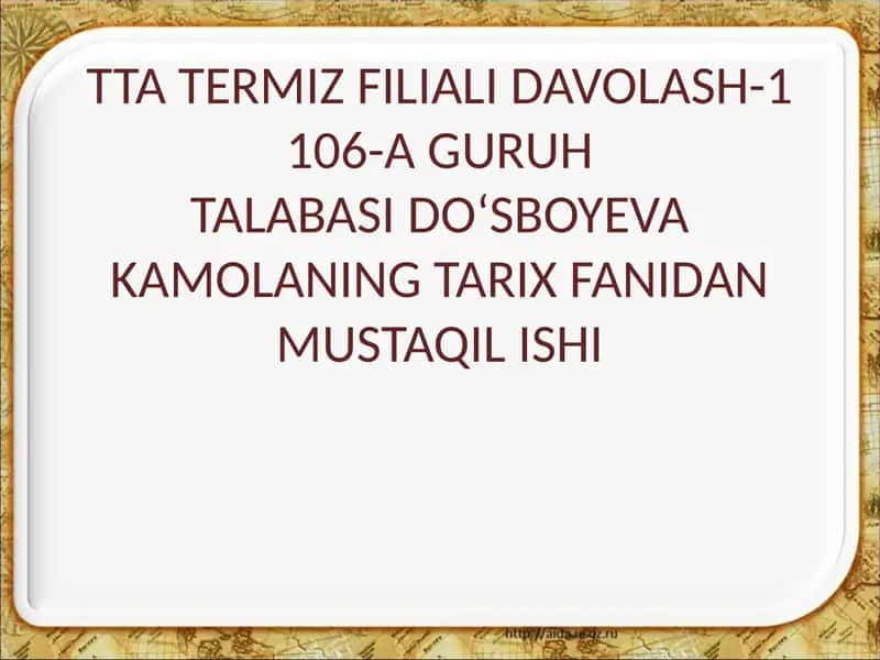 DAVOLASH-1 106-A GURUH