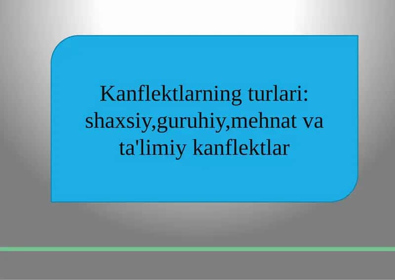 Konfliktlar va ularning turli xil turlari