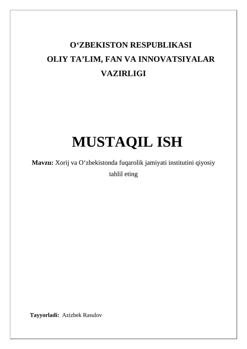 Fuqarolik jamiyati institutlarining qiyosiy tahlili