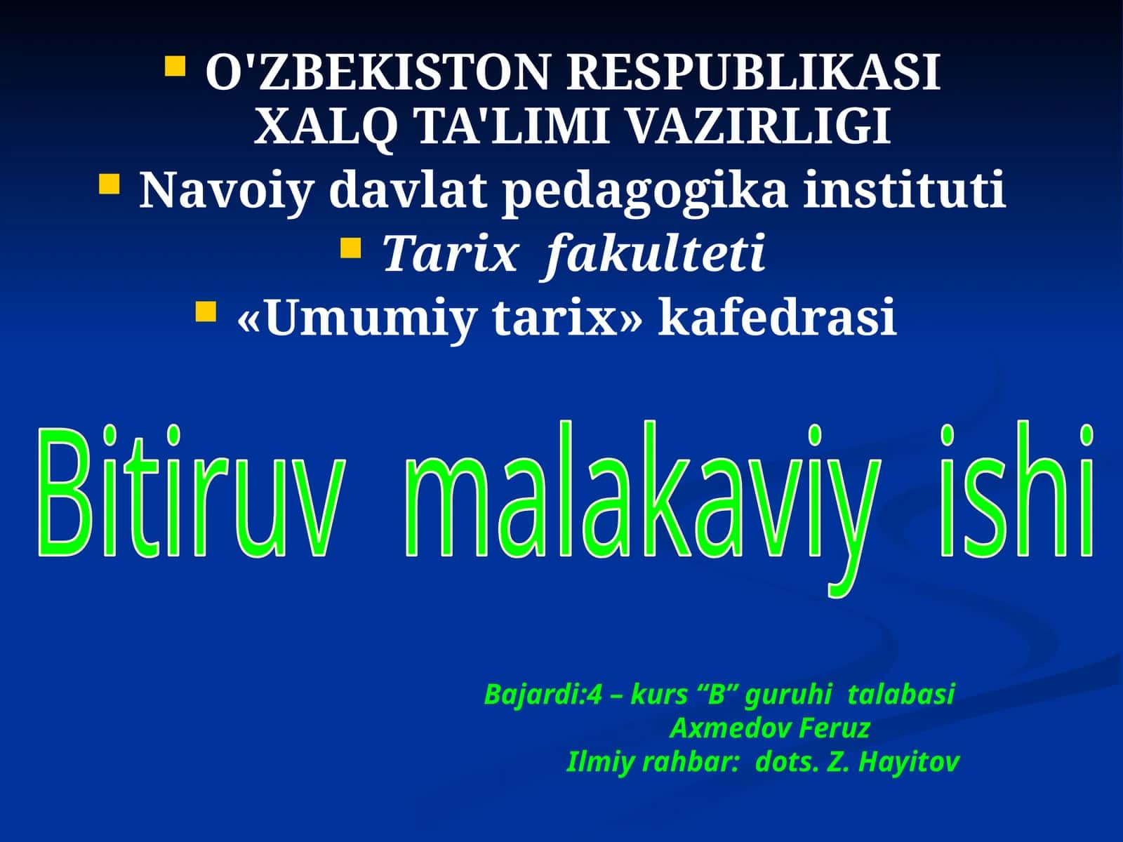 SIFDAO`RTA OSIYONING IBTIDOIY JAMOA DAVRINI O`QITISHDA TEST SAVOLLARIDAN FOYDALANISH USULLARI