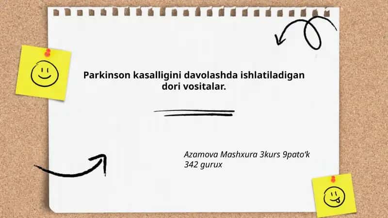 Parkinson kasalligini davolashda ishlatiladigan dori vositalar