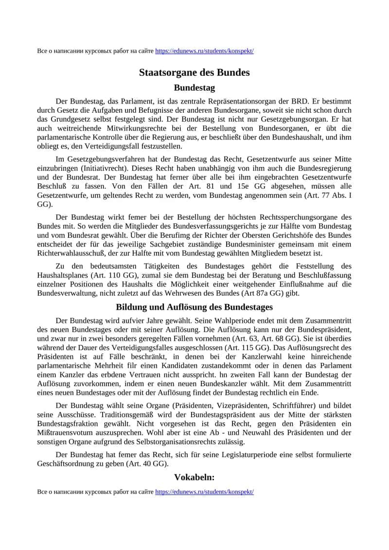 Staatsorgane des Bundes