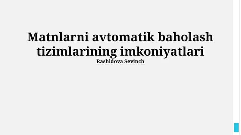 Avtomatlashtirilgan Matn Baholash Tizimlari