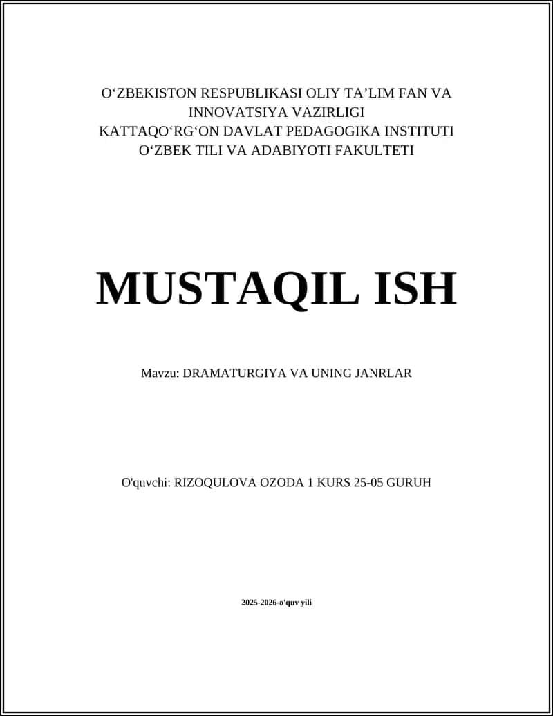 DRAMATURGIYA VA UNING JANRLAR