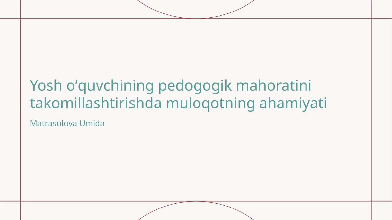 Muloqotning asosiysi