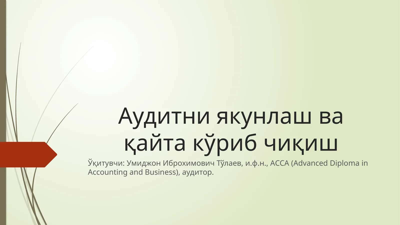 Аудитни якунлаш вақайтакўриб чиқиш