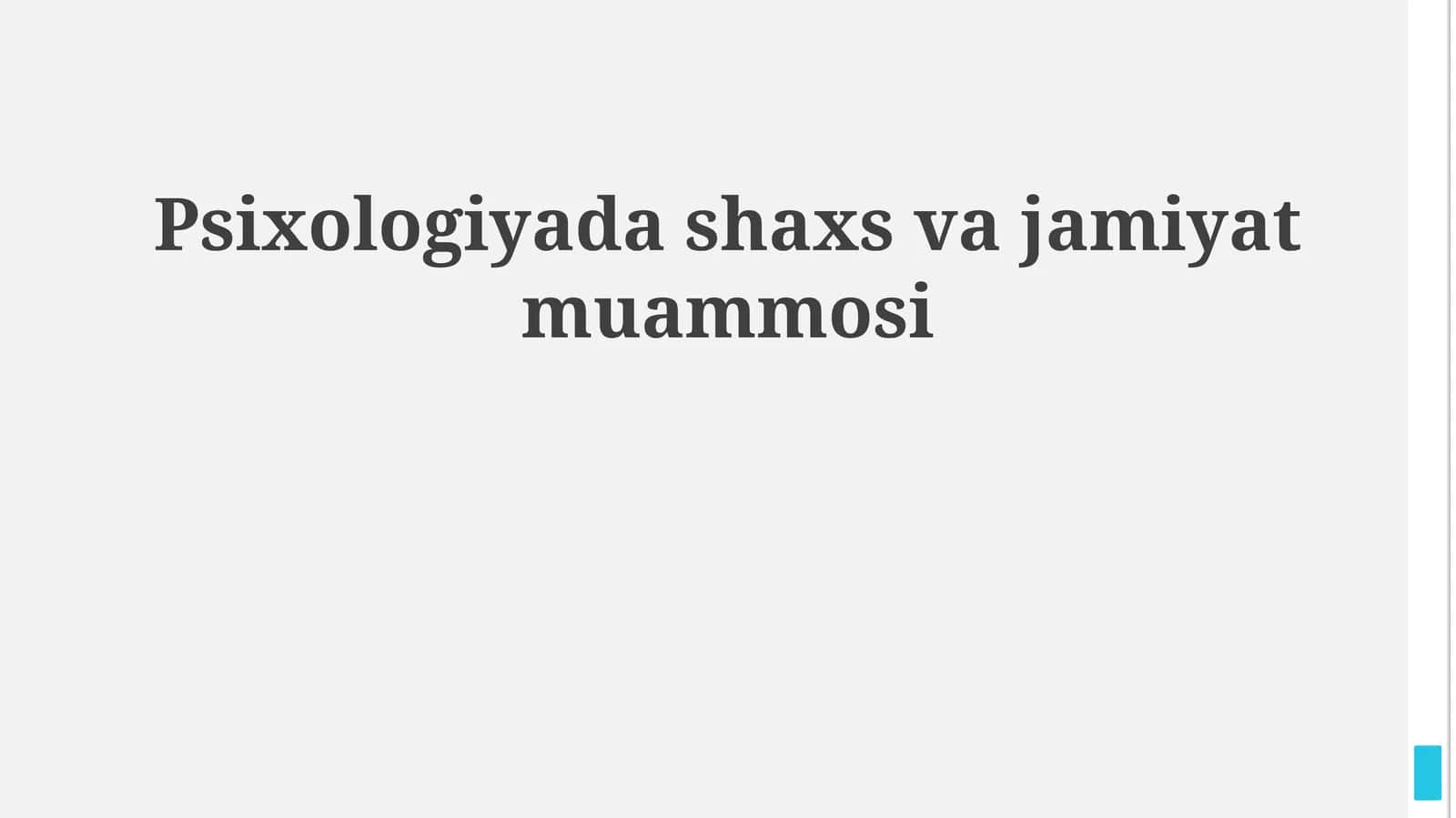 Psixologiyada shaxs va jamiyat muammosi