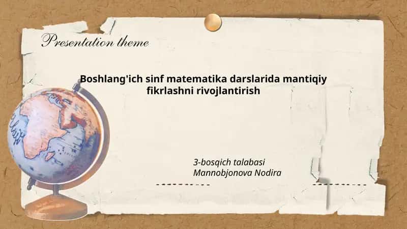 Boshlang'ich sinf matematika darslarida mantiqiy fikrlashni rivojlantirish
