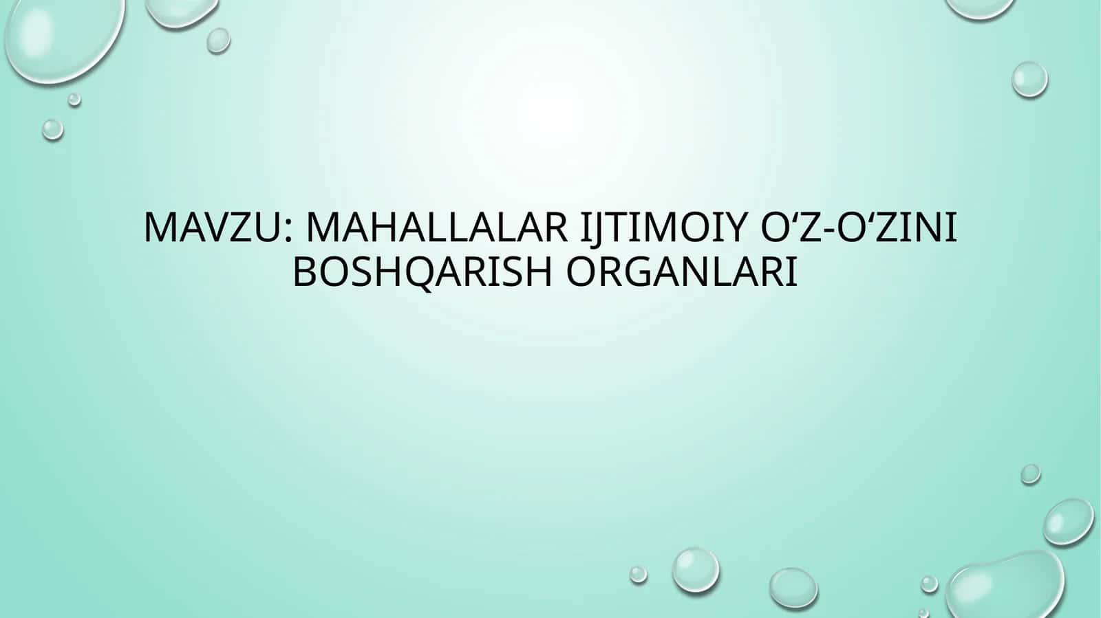 Mahallalar ijtimoiy oʻz-oʻzini boshqarish organlari