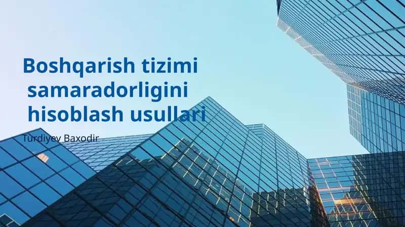 Boshqarish tizimi samaradorligini hisoblash usullari