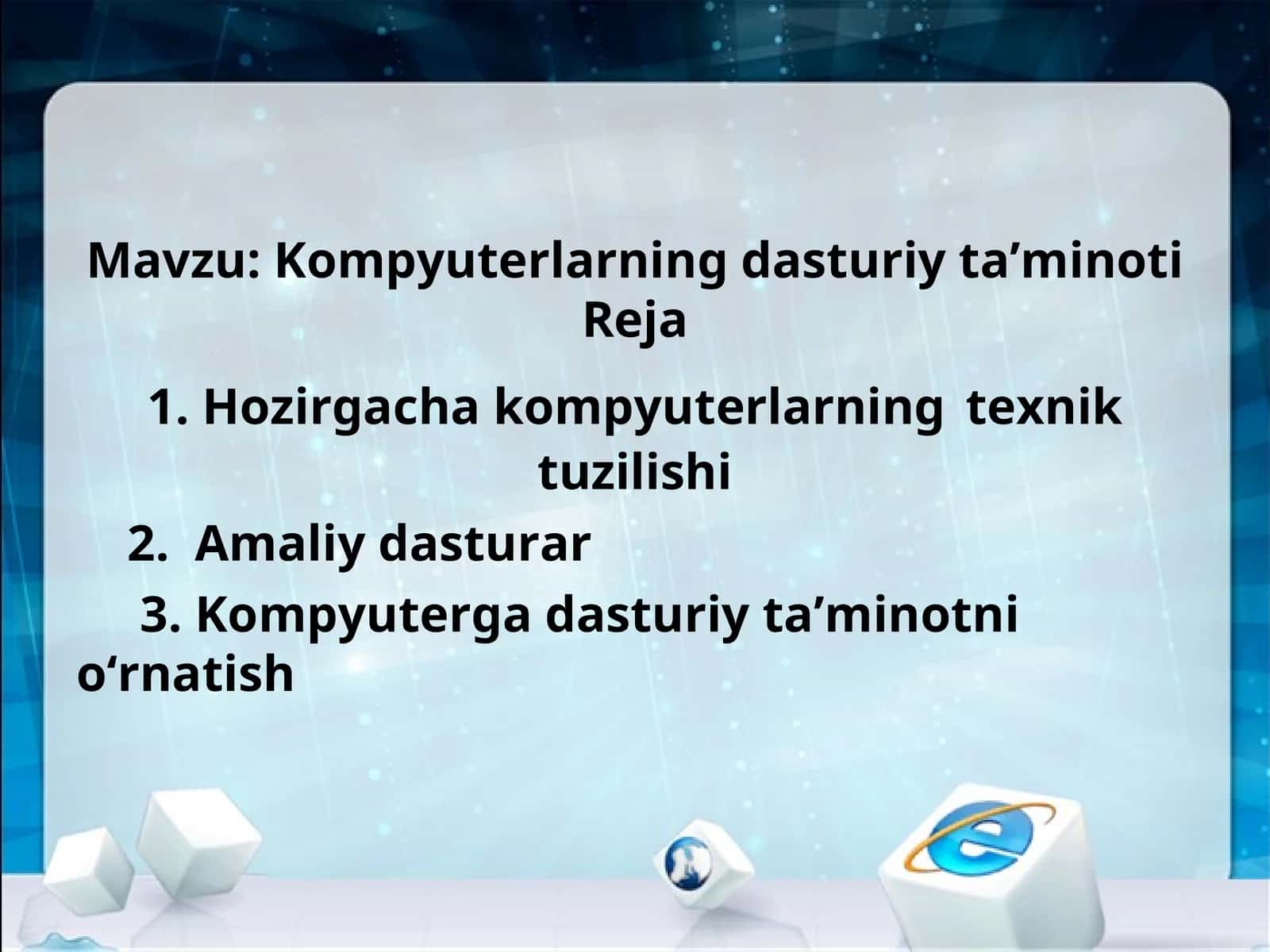 Kompyuterlarning dasturiy ta’minoti