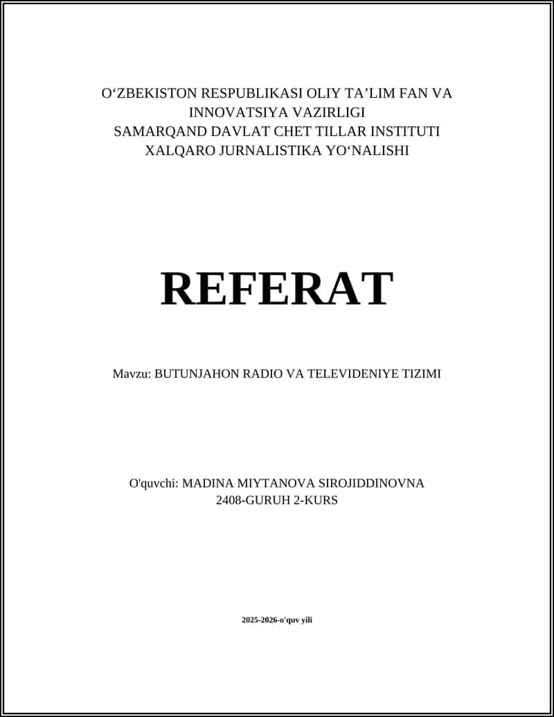 BUTUNJAHON RADIO VA TELEVIDENIYE TIZIMI