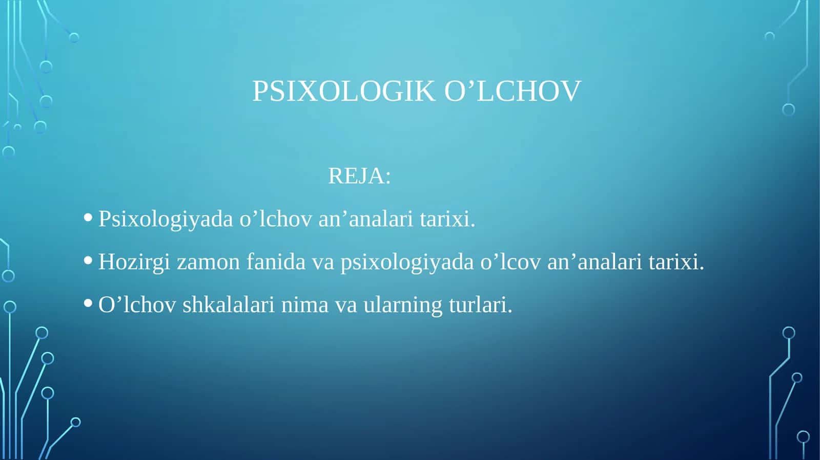 PSIXOLOGIK O’LCHOV