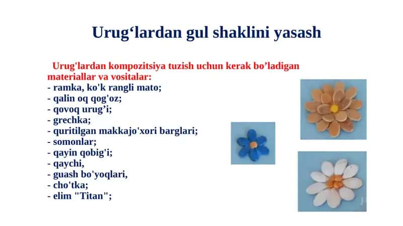 Urug‘lardan gulshaklini yasash
