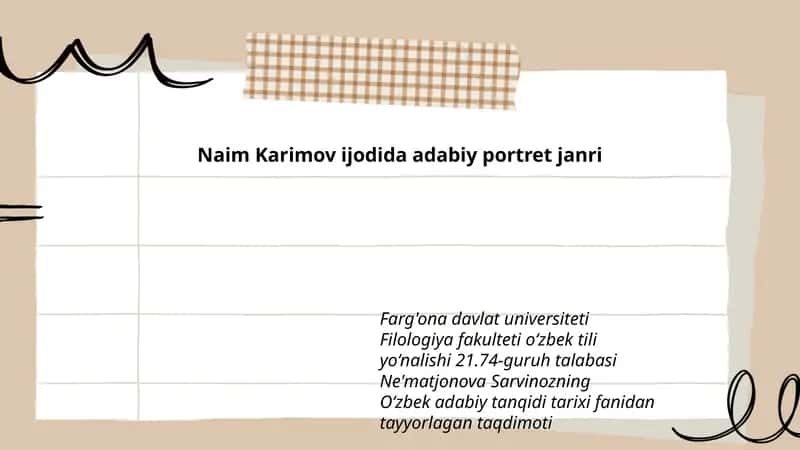 Naim Karimov ijodida adabiy portret janri