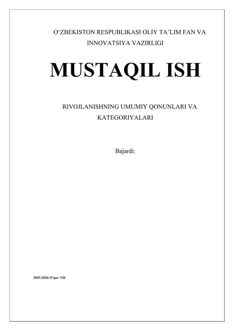 Rivojlanishning Umumiy Qonunlari va Kategoriyalari