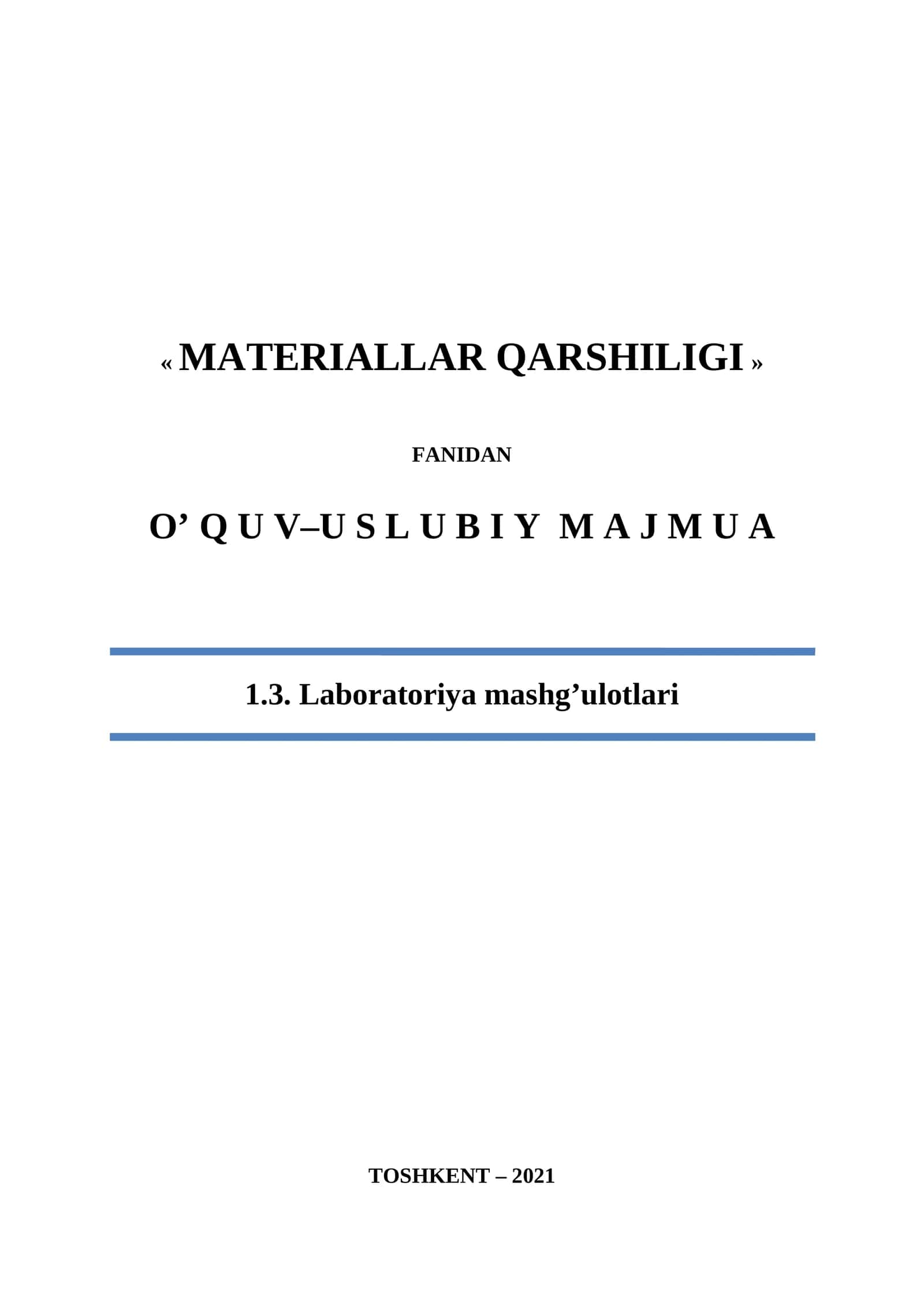 MATERIALLAR QARSHILIGI