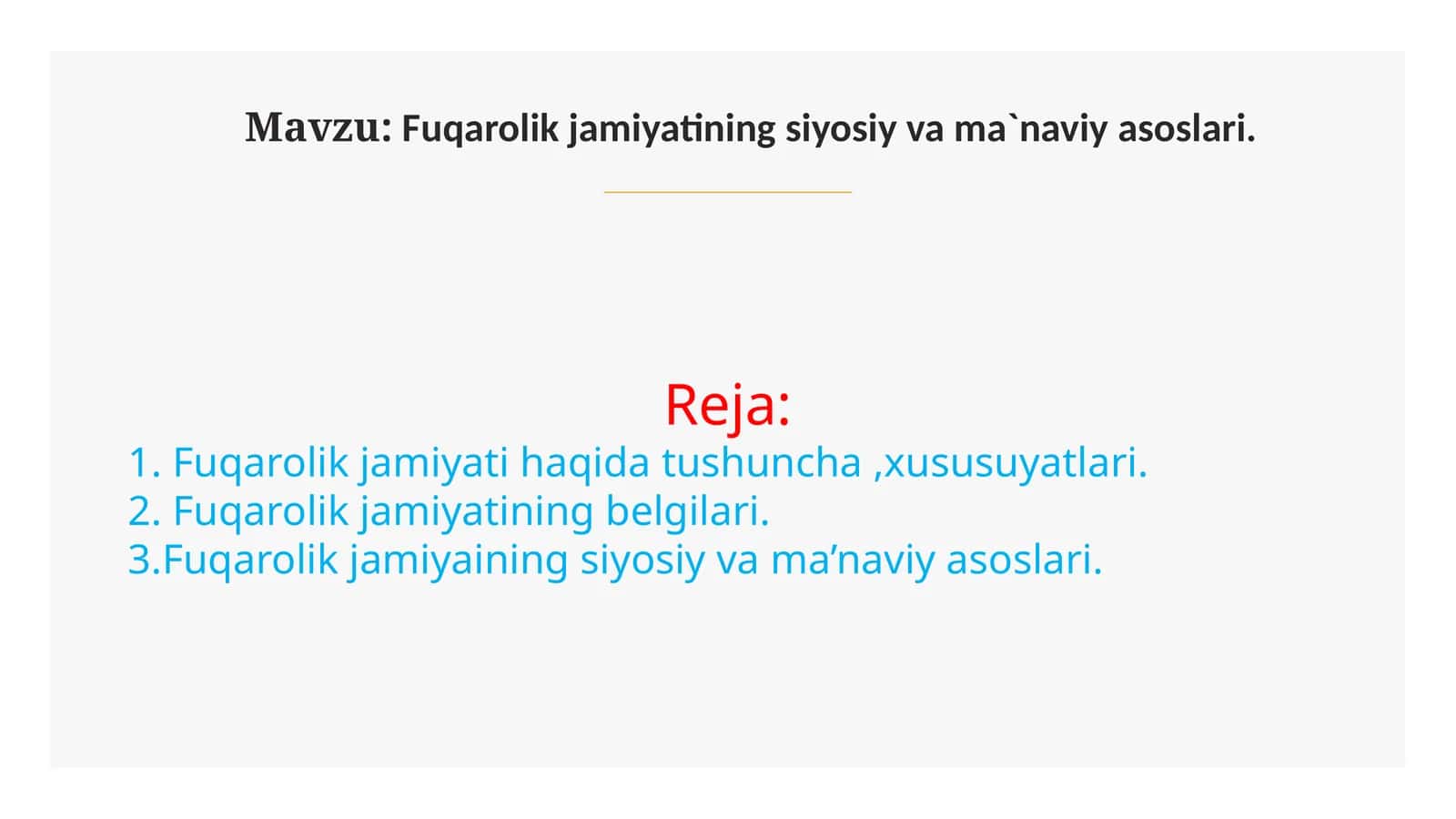 Fuqarolik jamiyatining siyosiy va ma`naviy asoslari