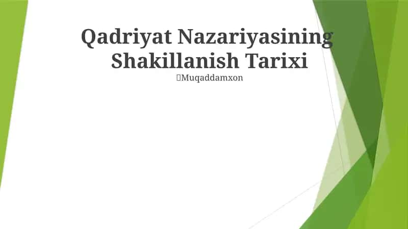 Qadriyat Nazariyasining Shakillanish Tarixi