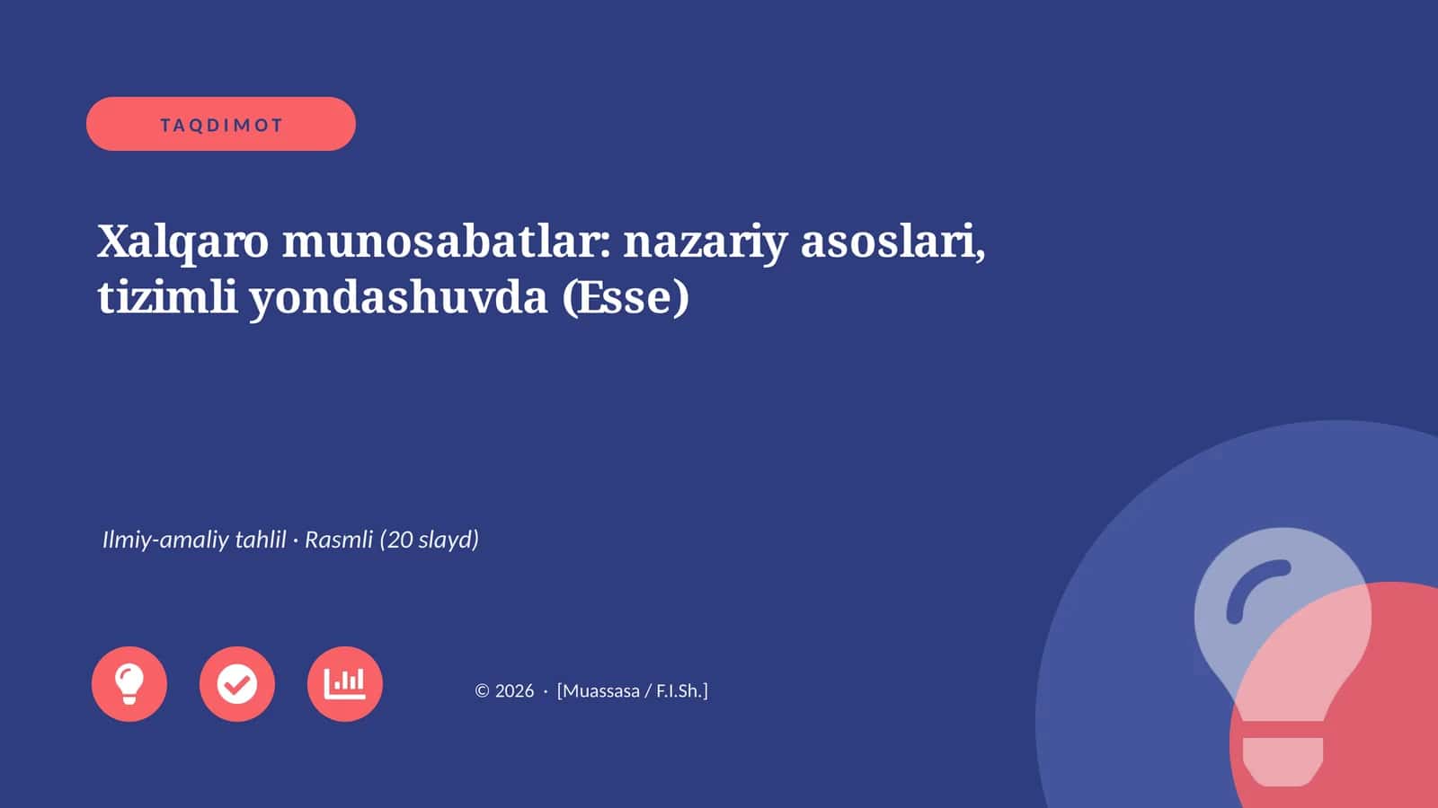 Xalqaro munosabatlar: nazariy asoslari, tizimli yondashuvda (Esse)