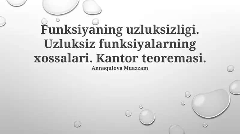 Funksiyaning uzluksizligi