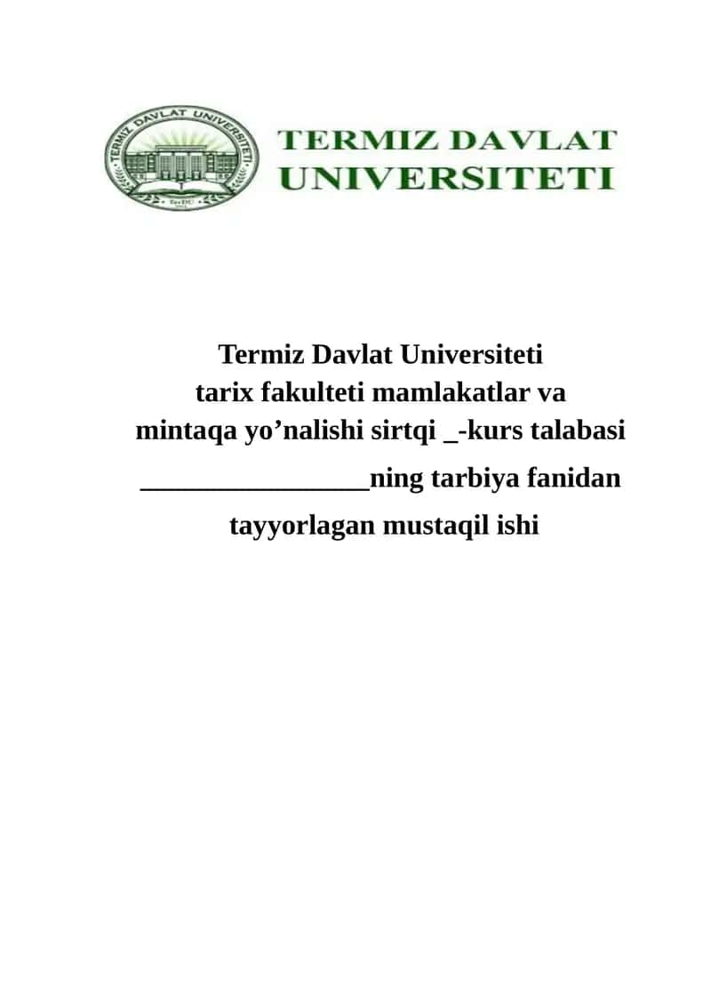 Tarbiya fanining predmeti, maqsad va vazifalari.