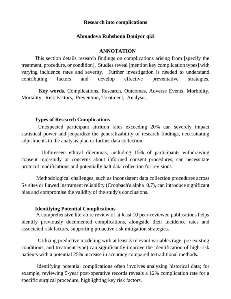 Research into complications
