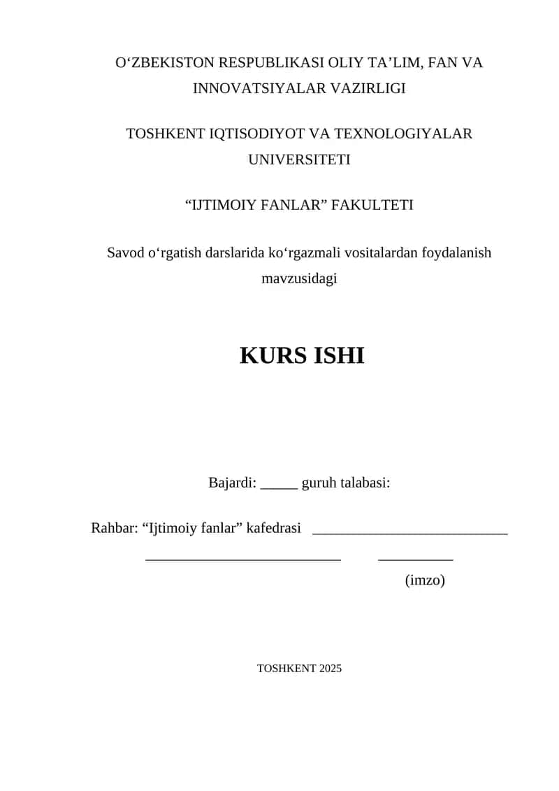 Savod o‘rgatish darslarida ko‘rgazmali vositalardan foydalanish
