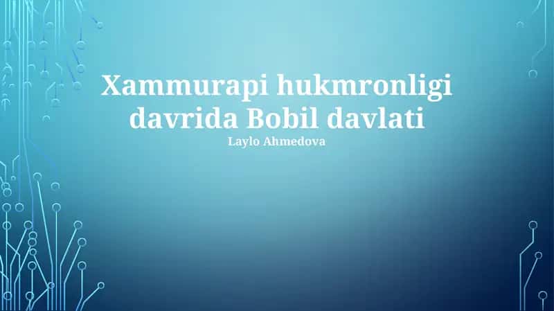 Xammurapi hukmronligi davrida Bobil davlati