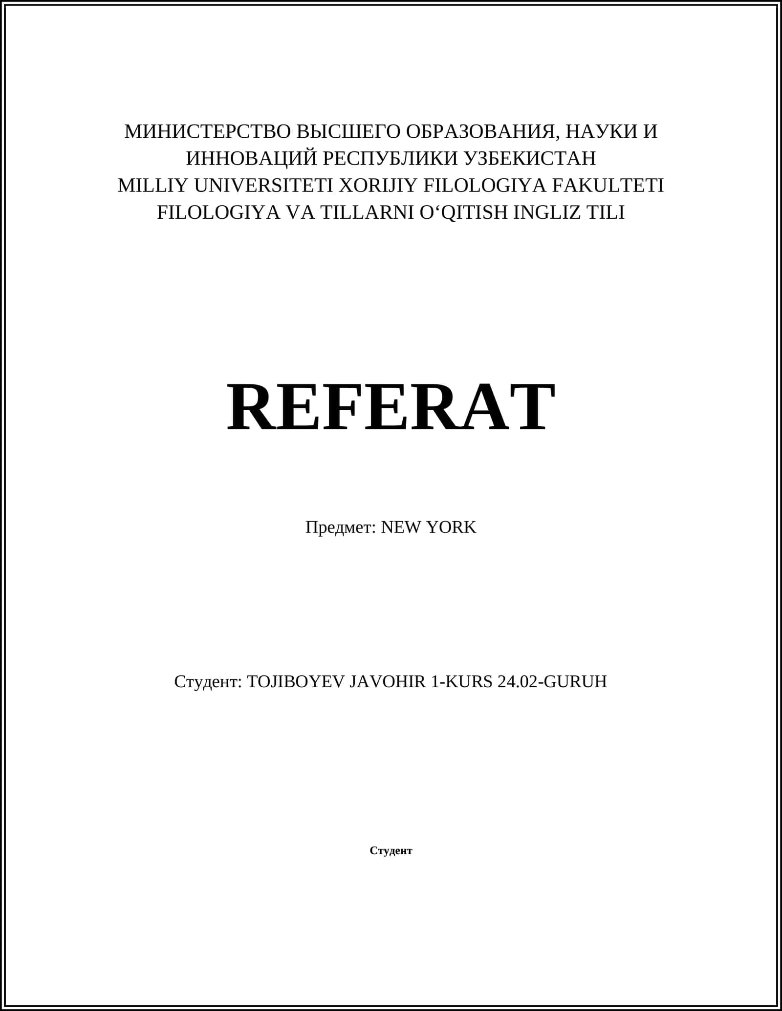 NEW YORK REFERAT