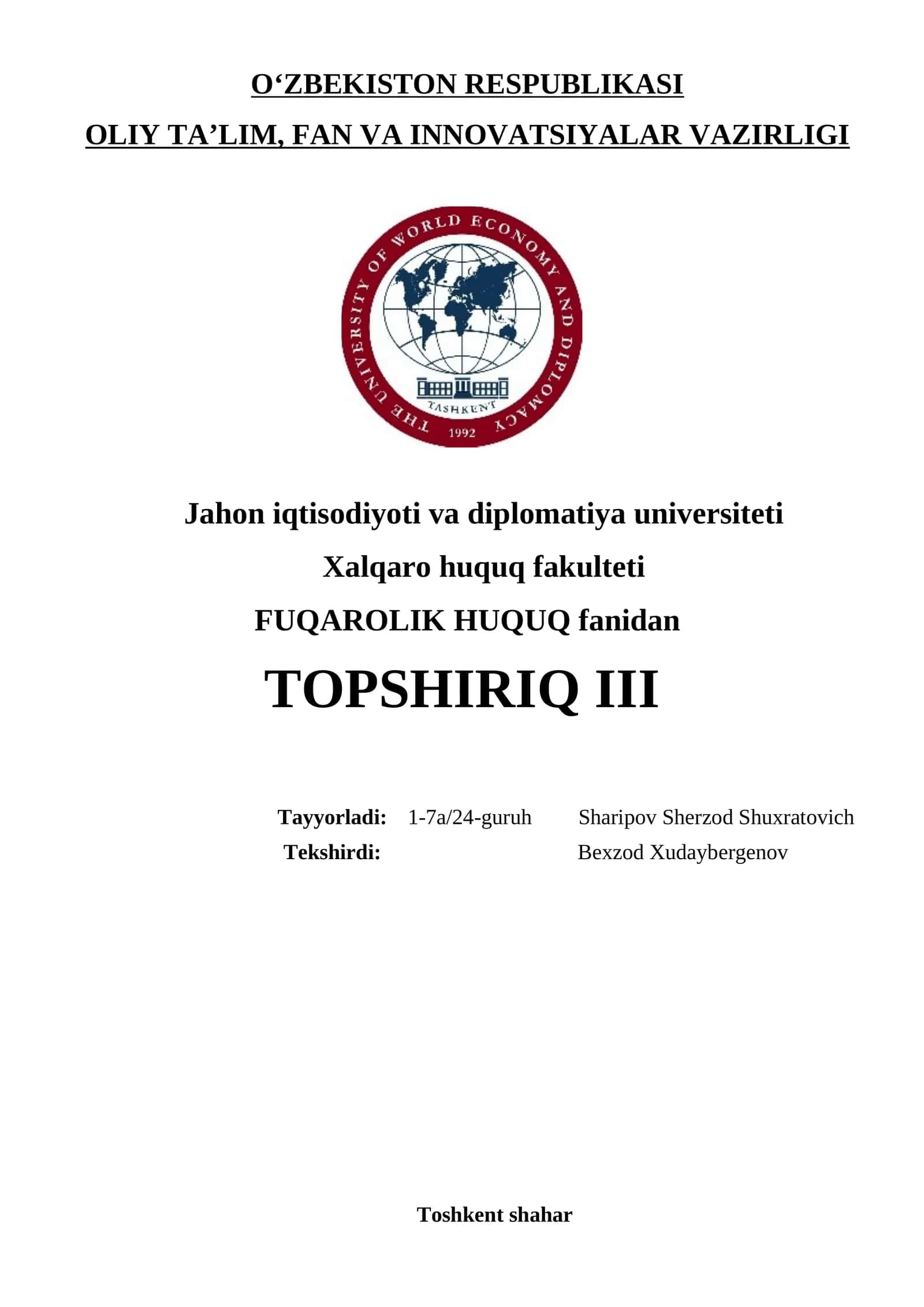 Shartnomalarni tuzish va bekor qilish sohasida xorijiy mamlakatlar qonunchiligini qiyosiy tahlil qilish