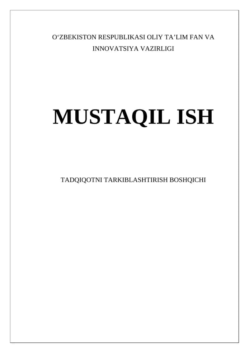 Ilmiy Tadqiqotni Tarkiblashtirish Boshqichi