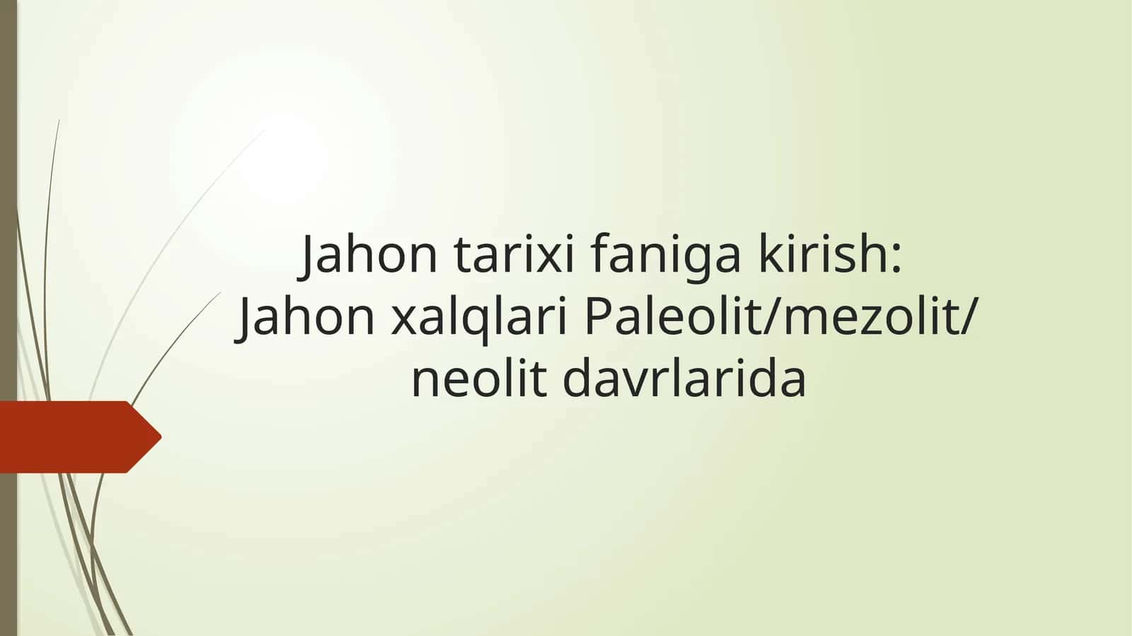 Jahon xalqlari Paleolit,ezolit,neolit davrlarida