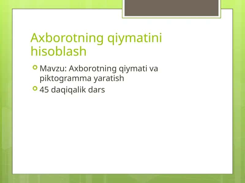 Axborotning qiymatini hisoblash