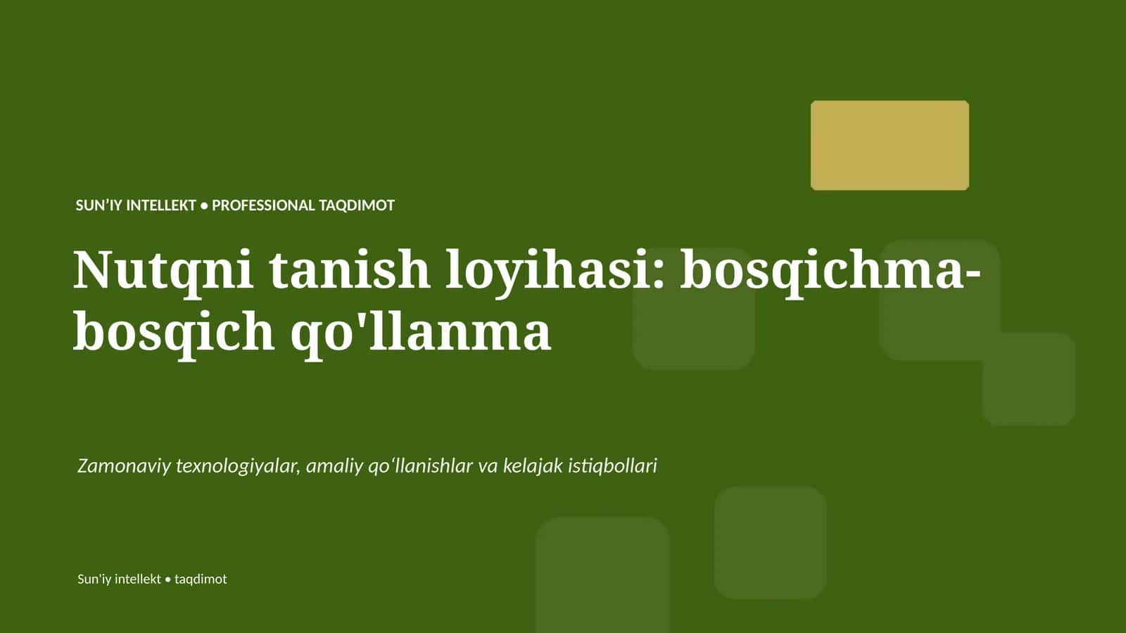 Nutqni tanish loyihasi: bosqichma-bosqich qo'llanma