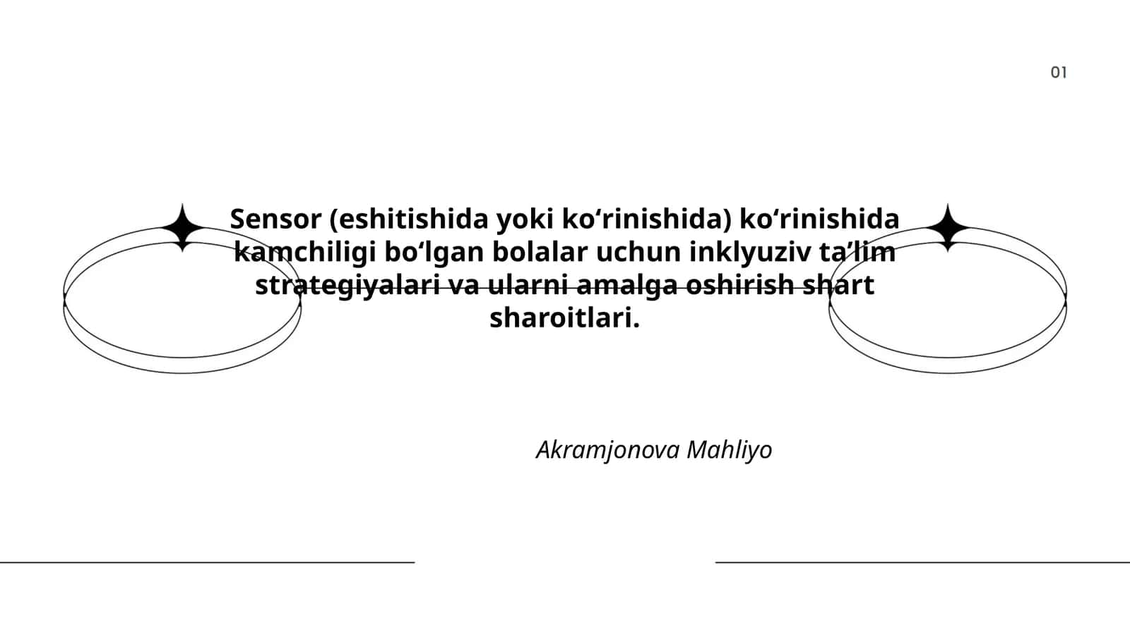Sensor (eshitishida yoki koʻrinishida) koʻrinishida kamchiligi boʻlgan bolalar uchun inklyuziv ta’lim strategiyalari va ularni amalga oshirish shart sharoitlari
