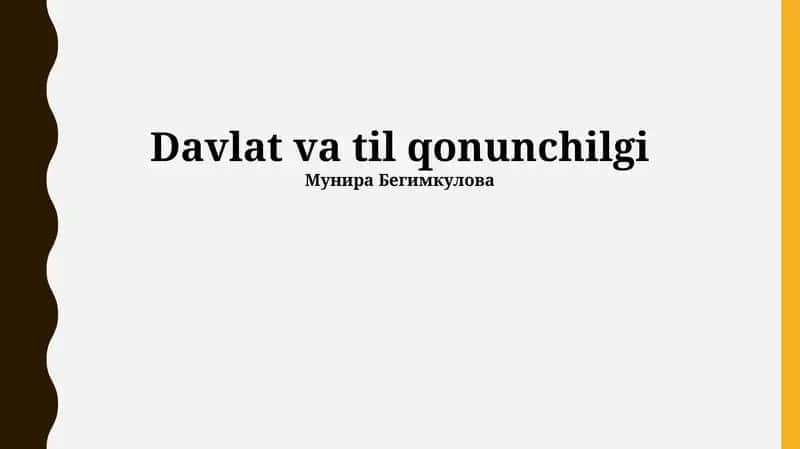 Davlat va til qonunchilgi