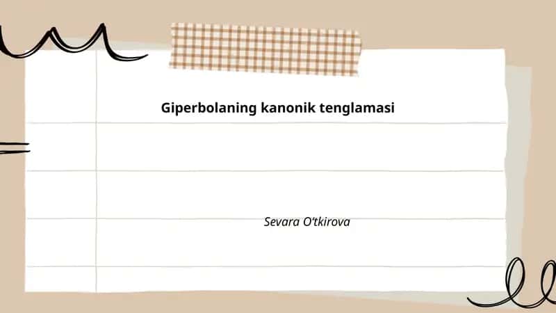 Giperbolaning kanonik tenglamasi