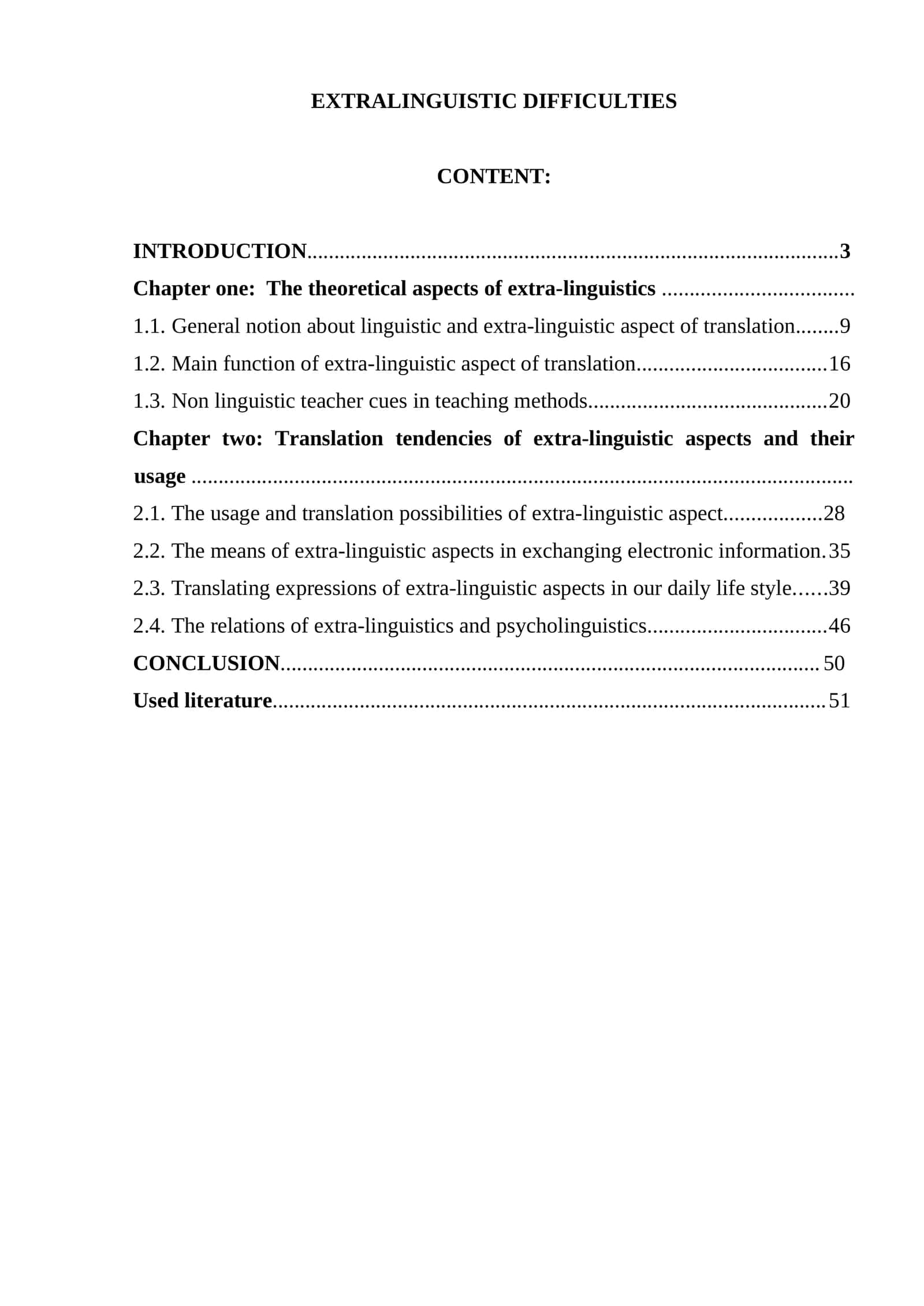 EXTRALINGUISTIC DIFFICULTIES