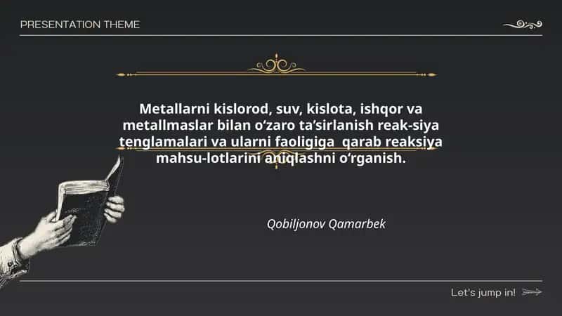 Metallarning kimyoviy ta'siri