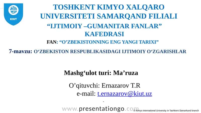 O‘ZBEKISTONNING ENG YANGI TARIXI
