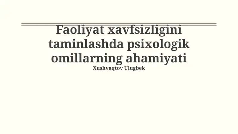 Xavfsizlik madaniyatini shakllantirish