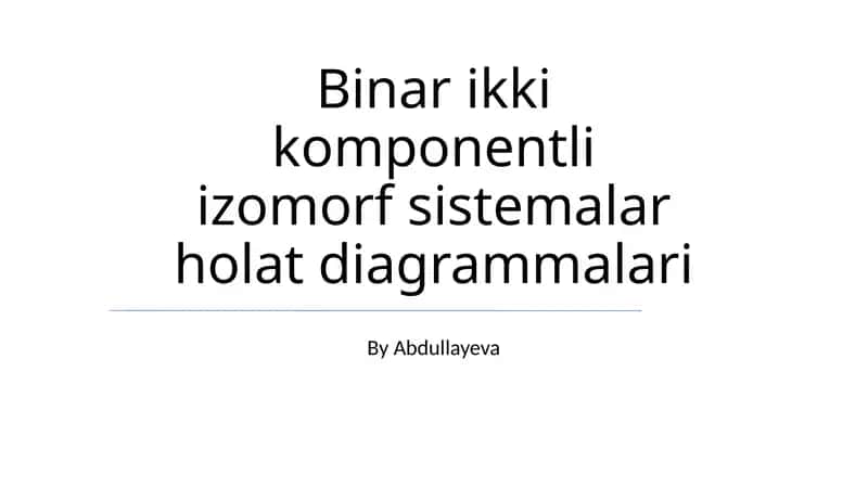 Binar ikki komponentli izomorf sistemalar holat diagrammalari
