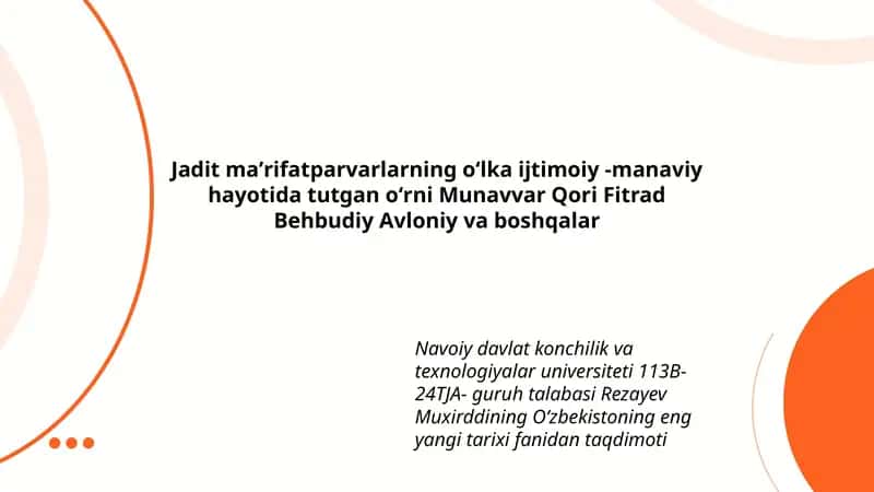 Oʻzbekistoning eng yangi tarixi fanidan taqdimoti
