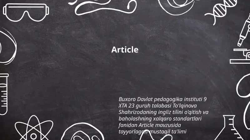 Ingliz tilini o'qitish va baholashning xalqaro standartlari fanidan Article